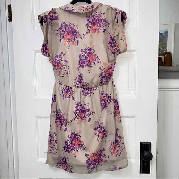 Floral Print Pink and Cream Faux Wrap Mini Dress - Picture 9 of 10